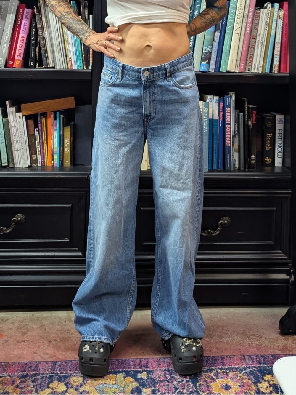 H&M Pale Blue Denim Wide-Leg Jeans